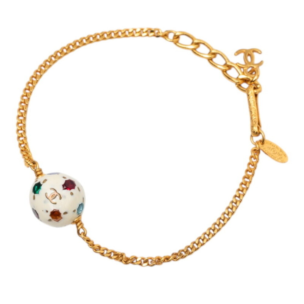 CHANEL Black Logo Charm Bracelet